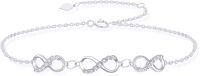 wholesale 10K Gold Infinity Link Chain Anklet with Cubic Zirconia Stones for Women (Length: Adjustable)-10K White Gold