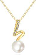 wholesale 14K Gold Swan Pendant with Freshwater Pearl and Cubic Zirconia Chain Necklaces for Women Elegant Fine s-0-0