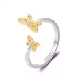 TOUPOP Sterling Silver Crystal Animal Butterfly Bee Dragonfly Adjustable Ring-0-0