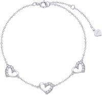 wholesale 10K Gold CZ Three Heart Bracelet for Women 6 8 8 4 Inch-10k White Gold