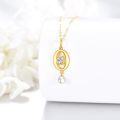 wholesale 10K Golden Pendant with Diamond and Pearl Charm Necklaces for Women - Elegant Solid s-0-2