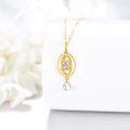 wholesale 10K Golden Pendant with Diamond and Pearl Charm Necklaces for Women - Elegant Solid s-0-2