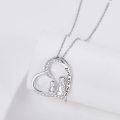 wholesale 925 Sterling Silver Love You Mom Mother Daughter Heart Cubic Zirconia Pendant Necklace-0-2