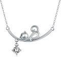 wholesale 925 Sterling Silver Austrian Crystal Cat Kitten Pendant Necklace Birthstone Gift-0-0