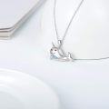 wholesale 925 Sterling Silver Crystal Narwhal Pendant Necklace for Women Girls Gifts Fine Jewelry Chain 4mm Blue Topaz Gemstone Necklaces Minimalist Ocean Animal Charm Accessories-0-2