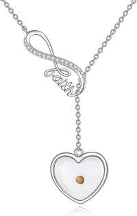 wholesale 925 Sterling Silver Heart with Mustard Seed and Faith Necklace - Irish Celtic Jewelry for Women-faith seed