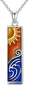 wholesale 925 Sterling Silver Sun and Wave Ocean Inspired Necklace for Women Gifts-0-0
