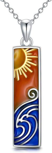 wholesale 925 Sterling Silver Sun and Wave Ocean Inspired Necklace for Women Gifts-Fashion