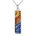 wholesale 925 Sterling Silver Sun Ocean Wave Enamel Bar Pendant Necklace Platinum Plated-0-0