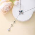 wholesale 925 Sterling Silver Multi-Colored Crystal Lucky Four-Leaf Clover Pendant Necklace for Women-0-2