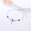 wholesale 925 Sterling Silver Red Bead Cross Bird Charm Bracelet for Women's Gifts-0-3