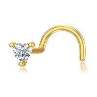 wholesale 14k Yellow Gold Nose Rings Wholesale With Clear Cz Stone-Gold