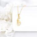 wholesale 14K Gold Hollow Cat Pendant Necklace for Women - Elegant Fine s for Animal Enthusiasts-0-2