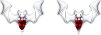 wholesale 925 Sterling Silver Red Crystal Bat Stud Earrings for Women Girls Gothic Halloween s-B-Red Bat Earrings
