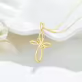 wholesale 14K Gold Infinity Knot Cross Pendant with 3mm Cable Chain for Women and Girls - Elegant Religious Sets Wholesale (Length: Adjustable from 16 to 20 inches)-0-3