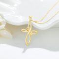 wholesale 10K Gold Infinity Knot Cross Pendant with 3mm Cable Chain for Women and Girls - Elegant Religious Set (Length: Adjustable from 16 to 20 inches)-0-3