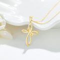 wholesale 10K Gold Infinity Knot Cross Pendant with 3mm Cable Chain for Women and Girls - Elegant Religious Set (Length: Adjustable from 16 to 20 inches)-0-3