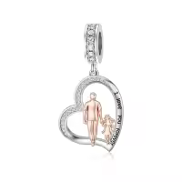 wholesale 925 Sterling Silver Family Love Charm Bracelet for Daughter Mother Lover - Birthday Valentine's Day Gifts-06-Heart