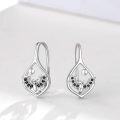 wholesale 925 Sterling Silver Black Cubic Zirconia Bat Leverback Drop Earrings 3D Animal Jewelry for Women Girls Gift Boxed-0-1