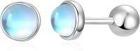 wholesale 925 Sterling Silver Opalite Round 5mm Tiny Stud Earrings for Women Hypoallergenic Twist Back-Moonstone