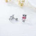 wholesale 925 Sterling Silver Blue Austrian Crystal Owl Stud Earrings-0-8