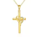wholesale 14K Gold Mom Heart & Cross Pendant Necklace Wholesale - Religious Gifts for Women-0-0