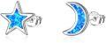 wholesale 925 Sterling Silver White Opal Crescent Moon & Star Stud Earrings Celestial s for Women Girls-0-21