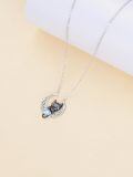 wholesale 925 Sterling Silver 925 Cat & Star in Moon Pendant Necklace-0-4