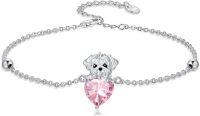 wholesale  Metal Stone Maltese Dog Birthstone Bracelet Gift for Women ( chars)-October