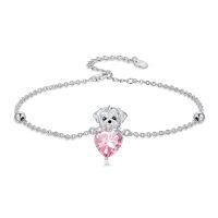 wholesale  Metal Stone Maltese Dog Birthstone Bracelet Gift for Women ( chars)-October