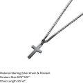 wholesale 925 Sterling Silver Black Cross Necklace with Curb Chain for Men & Women (24)-0-1