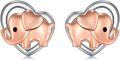 wholesale 925 Sterling Silver Elephant Heart Stud Earrings for Women - Cute Gift Idea-0-0