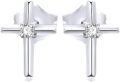 wholesale Rose Gold Diamond Cross Stud Earrings - Religious s for Women and Girls-0-4
