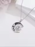TOUPOP Sterling Silver Moonstone Labradorite Turquoise Black Onyx Necklace-0-2