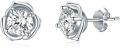 wholesale 925 Sterling Silver 14k White Gold Plated Round Cut Moissanite Stud Earrings (6x5 mm)-0-0