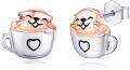 wholesale 925 Sterling Silver Coffee Cup with Otter Stud Earring Set for Women Girls -0-0