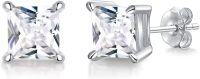 wholesale 925 Sterling Silver Cubic Zirconia 7mm Princess Cut Birthstone Earrings for Women-04-April