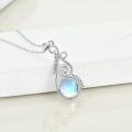 wholesale 925 Sterling Silver Blue Moonstone Swirl Floral Pendant Necklace for Women and Teen Girls-0-2