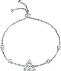 wholesale 925 Sterling Silver Triquetra Trinity Knot Adjustable Chain Bracelet Gift for Her-Celtic Knot B