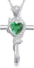 wholesale Sterling Silver Rose Cross Pendant Necklace for Women-0-120