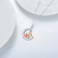 TOUPOP Sterling Silver Moonstone Origami Fox Pendant Necklace-0-3