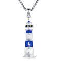 wholesale 925 Sterling Silver Blue Turquoise Lighthouse Pendant Necklace for Women - Nautical s-0-0