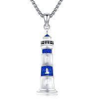 wholesale 925 Sterling Silver Blue Turquoise Lighthouse Pendant Necklace for Women - Nautical s-Blue