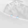 wholesale 925 Sterling Silver White Opal Crescent Moon & Star Stud Earrings Celestial s for Women Girls-0-9