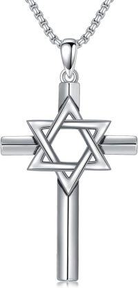 wholesale 925 Sterling Silver Star of David & Cross Pendant Judaic-Christian  for Women Men-2-Cross Star of David