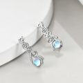 wholesale 925 Sterling Silver Moonstone Swirl Star Drop Dangle Hook Studs Hoop Earrings for Women Girls  4cm Long-0-1