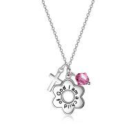 wholesale 925 Sterling Silver Daisy Child of God Necklace for Girls Baptism Communion Birthday-Hot pink