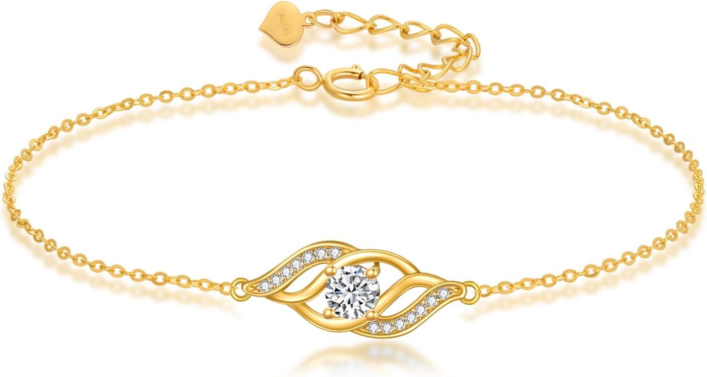 wholesale 18K Gold Diamond Accent Infinity Chain Bracelet for Women Valentines Gifts-0-0
