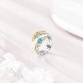 wholesale 925 Sterling Silver Feather Turquoise Adjustable Ring for Women-0-1