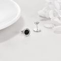 wholesale 925 Sterling Silver Rune Design Onyx Men's Stud Earrings - 10MM-0-4
